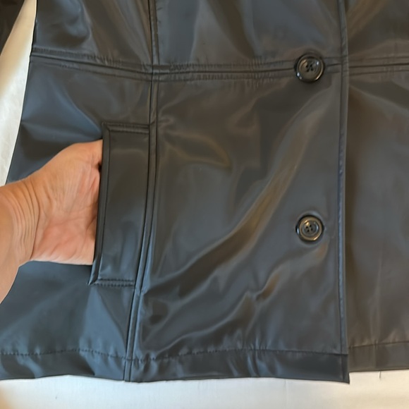 CS Signature Polyvinyl Polyester Rain Jacket Coat Blazer Womens Black Large NWOT - Picture 7 of 12